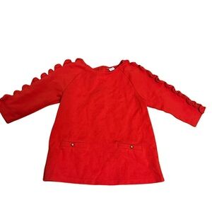 Janie & Jack Red Scalloped Sleeve Top